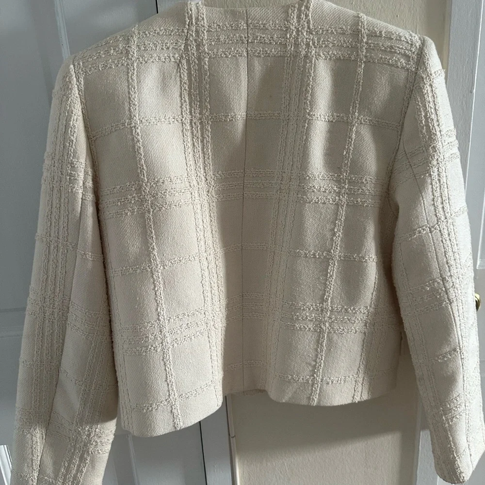 Mango Cream Checked Texture Jacket - Picture 9 of 9